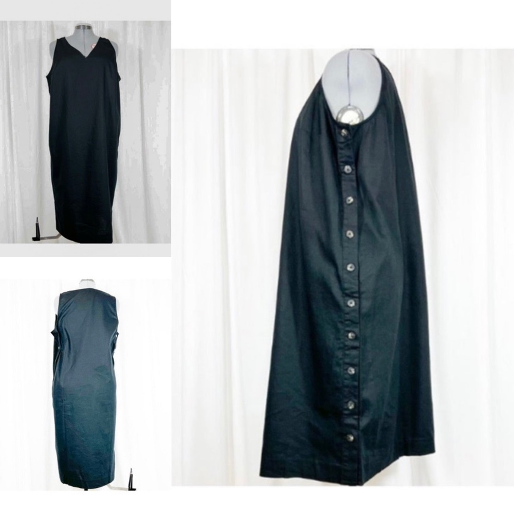 Madewell NWT Sz 1X Black Line Cotton Side Button Midi